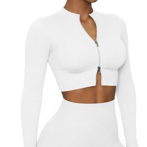 Breathable Fitness Suit with Double Head Zipper-1