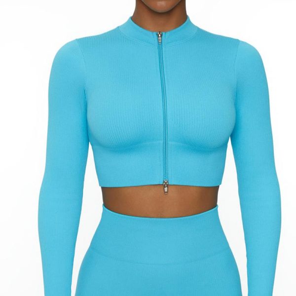 Breathable Fitness Suit with Double Head Zipper-2