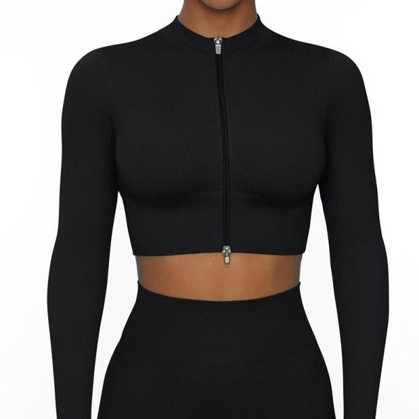 Breathable Fitness Suit with Double Head Zipper-3