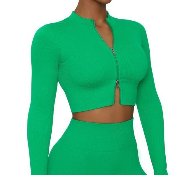 Breathable Fitness Suit with Double Head Zipper-5