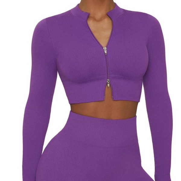 Breathable Fitness Suit with Double Head Zipper-6