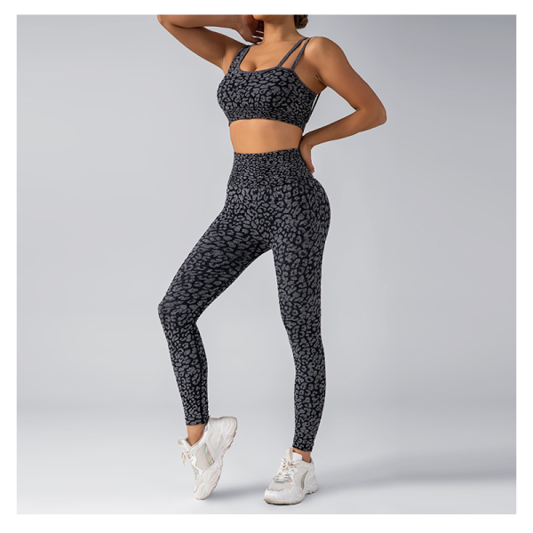 Leopard Print Seamless Knit Yoga Set-2