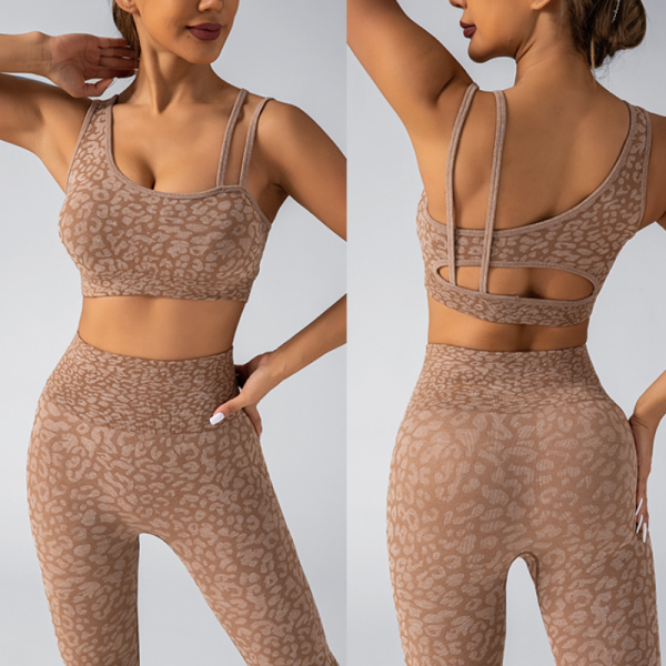 Leopard Print Seamless Knit Yoga Set-4