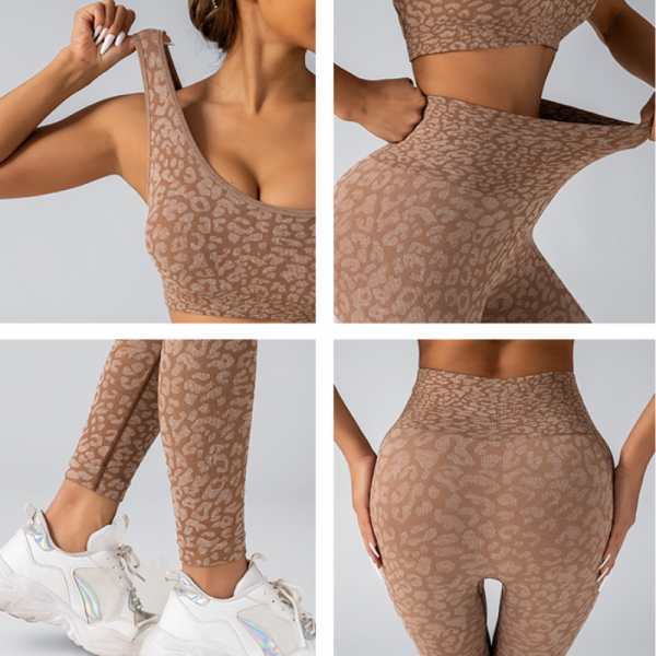 Leopard Print Seamless Knit Yoga Set-5