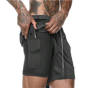 Men's Outdoor Fitness Double Layer Shorts-1