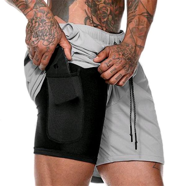 Men's Outdoor Fitness Double Layer Shorts-2