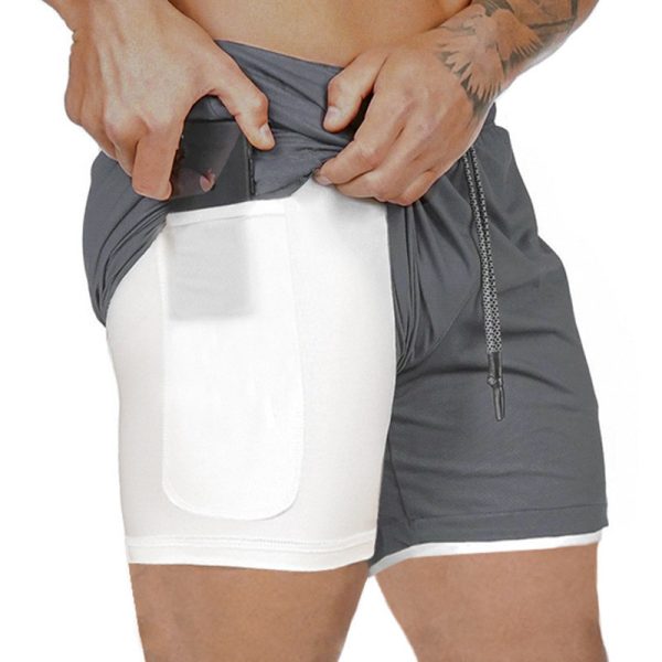 Men's Outdoor Fitness Double Layer Shorts-3