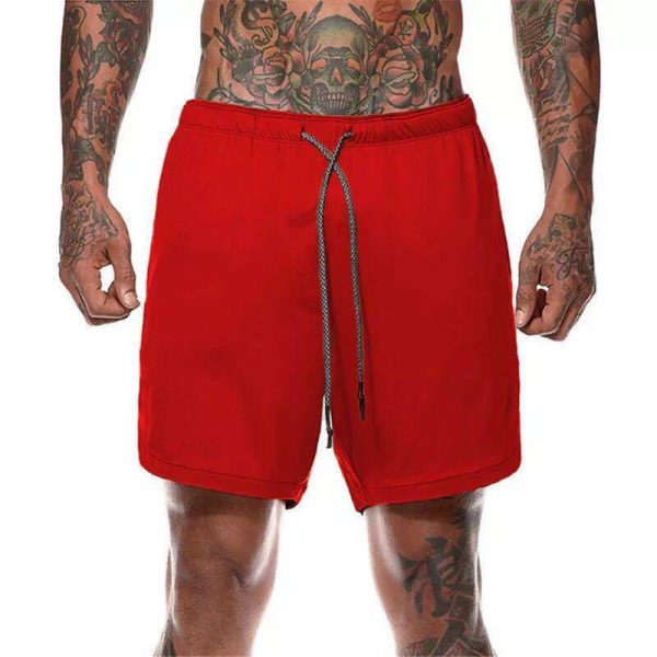 Men's Outdoor Fitness Double Layer Shorts-4