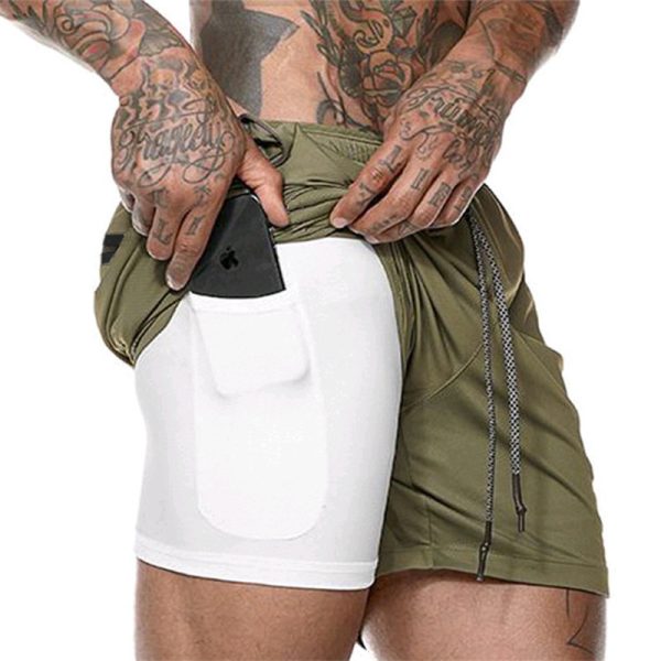 Men's Outdoor Fitness Double Layer Shorts-5