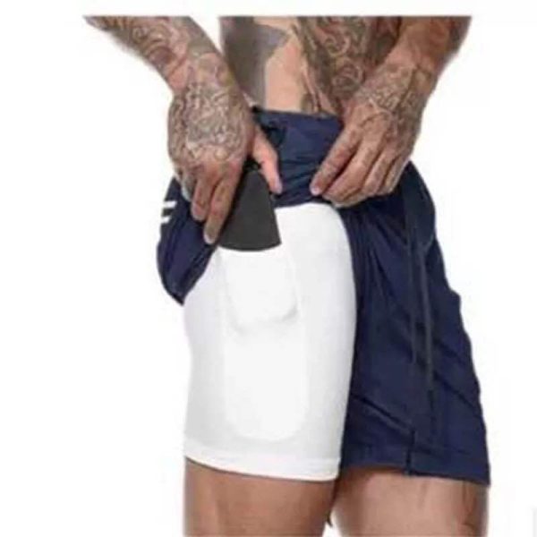 Men's Outdoor Fitness Double Layer Shorts-6